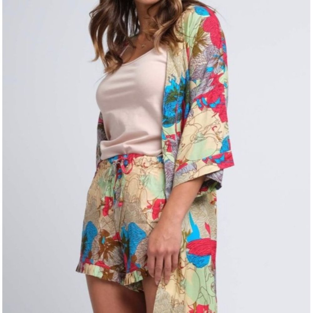 Sudara Punjammies Print Anju Kimono Robe Bathrobe L/XL